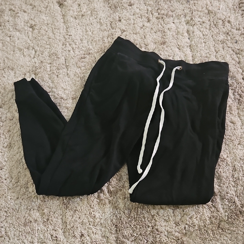 Old Navy Black Track Pants with White Drawstring